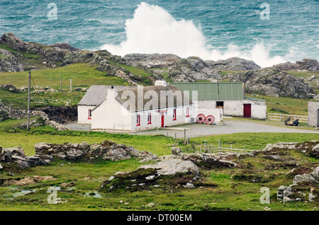 Atlantic storm waves beat the coast near Malin Head on the Inishowen Peninsula, County Donegal. Northernmost tip of Ireland Stock Photo