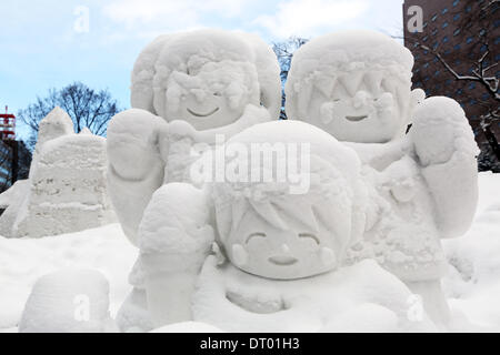 Sapporo, Japan. 5th February 2014. Ice sculptures at the first day of the 65th Sapporo Snow Festival 2014 in Sapporo, Japan. Over two million people are expected to attend the week long festival. Credit:  Paul Brown/Alamy Live News Stock Photo