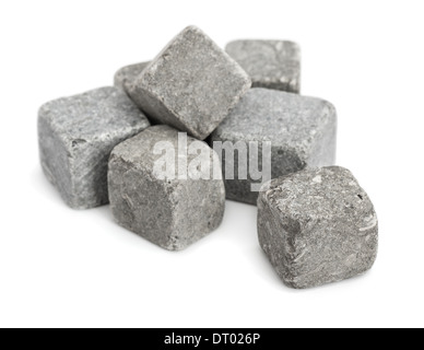 Pile of stone cubes isolated on white Stock Photo