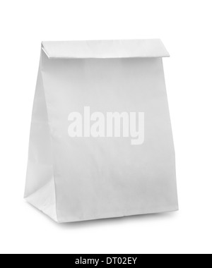 Blank paper bag isolated on white Stock Photo