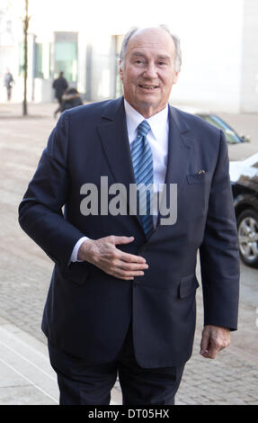 Berlin, Germany. 05th Feb, 2014. Spiritual leader Karim Aga Khan IV. is pictured at the Federal Foreign office in Berlin, Germany, 05 February 2014. Photo: JOERG CARSTENSEN/dpa/Alamy Live News Stock Photo