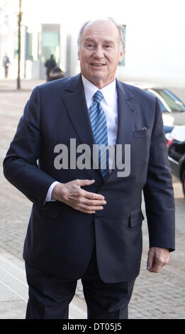 Berlin, Germany. 05th Feb, 2014. Spiritual leader Karim Aga Khan IV. is pictured at the Federal Foreign office in Berlin, Germany, 05 February 2014. Photo: JOERG CARSTENSEN/dpa/Alamy Live News Stock Photo