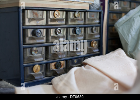 Selective focus in a tailor's workshop Stock Photo