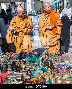 Buddhist Monks Kathmandu Nepal Asia Stock Photo