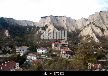 The Melnik town and sand pyramids ( Bulgaria) Stock Photo