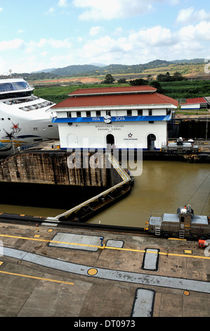 Panama canal Miraflores locks Stock Photo