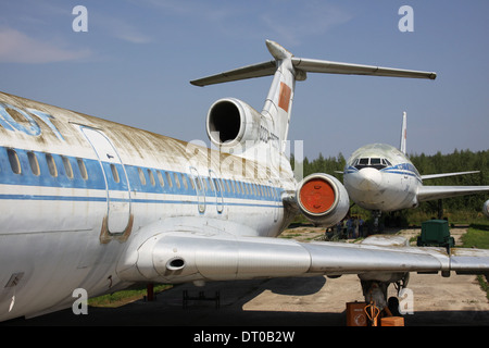 Two Russian Airliners rotting away at Moscow SVO Airport Stock Photo