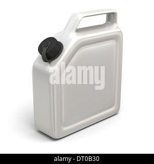 3D illustration of white jerry can isolated on white background. Stock Photo