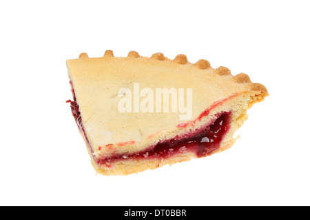 Slice of cherry pie isolated against white Stock Photo