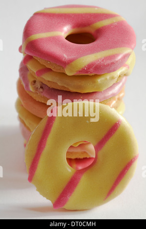 pile of Fox's mini party rings biscuits set on white background Stock Photo