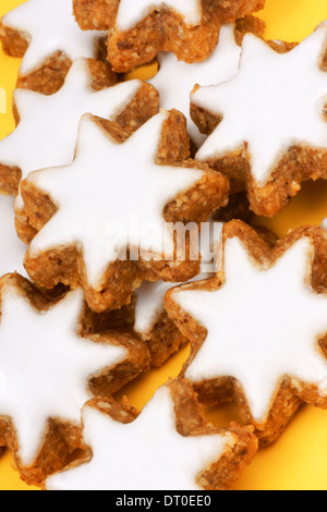 Cinnamon star cookies (in german Zimtsterne) are typical german and swiss Christmas cookies. Stock Photo