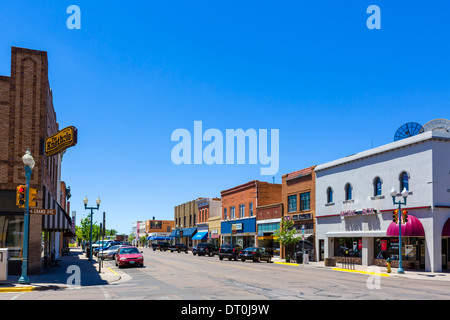 South 2nd Street at the intersection with Grand Avenue in downtown Laramie, Wyoming, USA Stock Photo