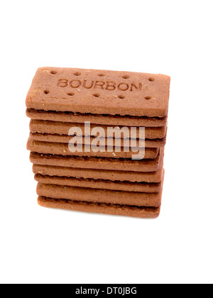 Stack of Bourbon biscuits Stock Photo