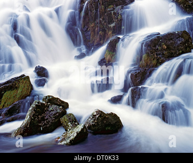 A fast flowing waterfall near Bala, North Wales. Stock Photo