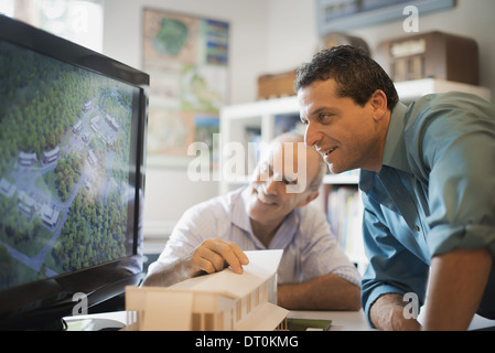 Woodstock New York USA Two architects working green construction project Stock Photo
