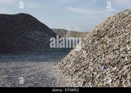 Oysterville Washington USA Road through piles of discarded oyster shells Stock Photo