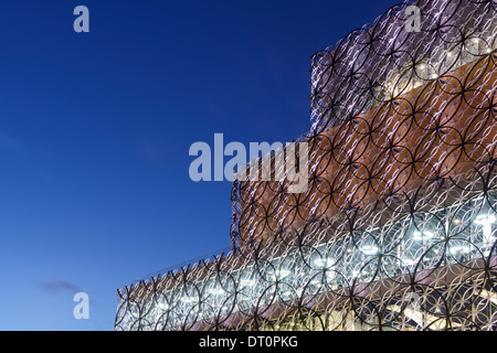 The Library of Birmingham exterior detail at dusk