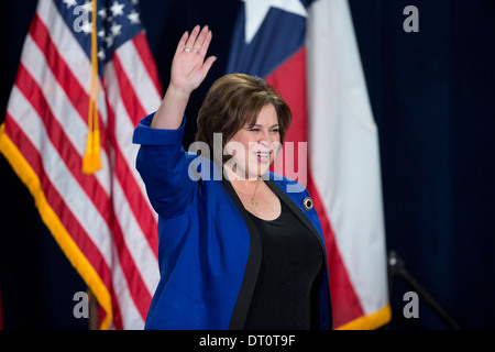 Texas Democratic state Sen. Leticia Van de Putte announces she'll run for lieutenant governor at a rally in San Antonio Stock Photo