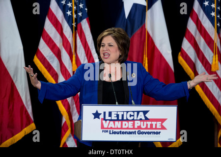 Texas Democratic state Sen. Leticia Van de Putte announces she'll run for lieutenant governor at a rally in San Antonio Stock Photo