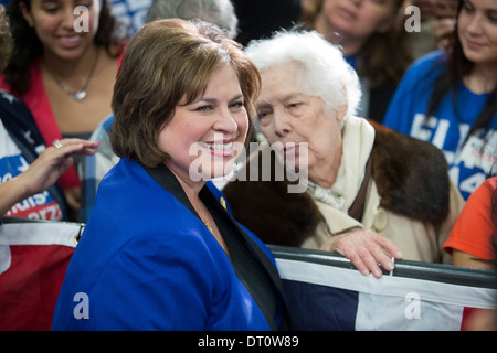 Texas Democratic state Sen. Leticia Van de Putte greets supporters after announcing she'll run for lieutenant governor Stock Photo