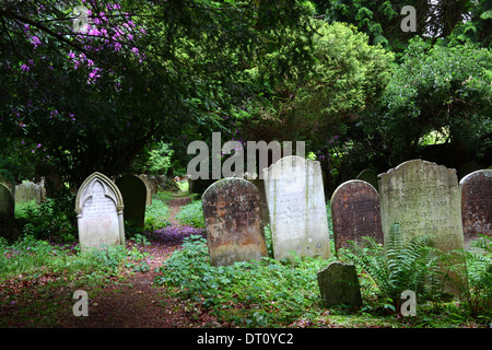 Path through graves in churchyard of St Peters church , Southborough Common, near Tunbridge Wells , Kent , England Stock Photo
