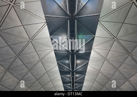 Ceiling in a concourse of the passenger terminal of Hong Kong International Airport, China. Stock Photo