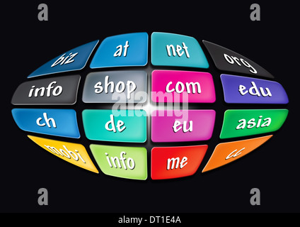 Worldwide Top Domains Stock Photo