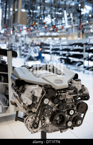Mercedes-AMG engine production factory in Affalterbach in Germany - M156 6.3 litre V8 AMG engine on display Stock Photo