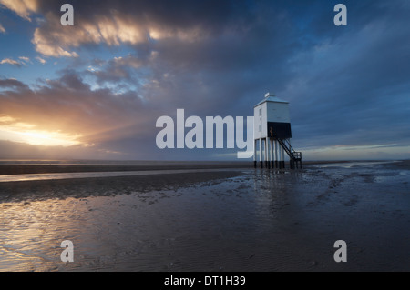The Low Lighthouse at Sunset. Burnham on Sea. Somerset. England. UK. Stock Photo