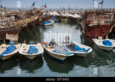 Fishing boats and dhows in the Old Ships port, Kuwait City, Kuwait, Middle East Stock Photo