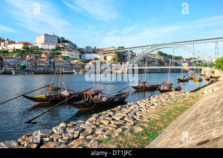 Ponte Dom Luis I Bridge over the Douro River, UNESCO World Heritage Site, Oporto, Portugal, Europe Stock Photo