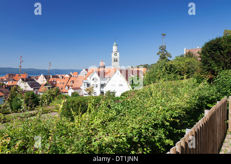 View over the old town with St. Nikolaus Minster, Uberlingen, Lake Constance (Bodensee), Baden Wurttemberg, Germany, Europe Stock Photo