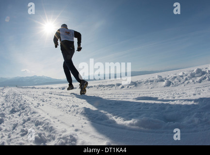 The 9th Lake Baikal Ice marathon, Lake Baikal, Irkutsk Oblast, Siberia, Russian Federation, Eurasia Stock Photo