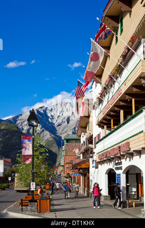 Banff town and Cascade Mountain, Banff National Park, UNESCO World Heritage Site, Alberta The Rockies, Canada, North America Stock Photo