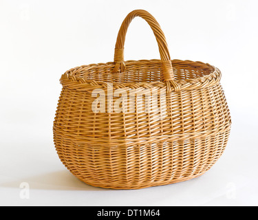 Household items - wicker bags, willow bags  & wicker baskets, willow baskets. Old Baltic traditional homestead & farmstead Stock Photo