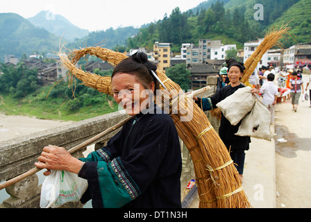 Black Miao ethnic group, market around Congjiang, Guizhou Province, China, Asia Stock Photo