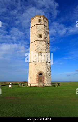 The Old Flamborough Lighthouse, the chalk tower is the only surviving light tower in England, Flamborough, East Yorkshire, England, UK. Stock Photo