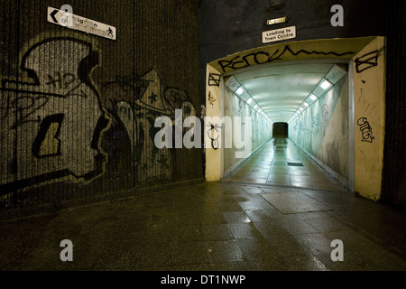 Graffiti covered underpass in an urban city center Stock Photo