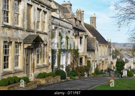 Cotswold cottages along The Hill, Burford, Cotswolds, Oxfordshire, England, United Kingdom, Europe
