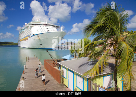 Cruise ship in port, St. Johns, Antigua, Leeward Islands, West Indies, Caribbean, Central America Stock Photo