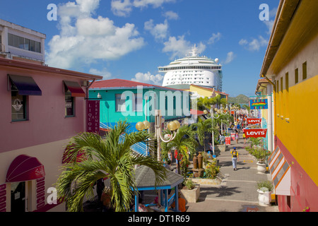 Heritage Quay and cruise ship in port, St. Johns, Antigua, Leeward Islands, West Indies, Caribbean, Central America Stock Photo