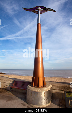 Trans Pennine Trail Marker on Hornsea Seafront, East Riding of Yorkshire, Yorkshire, England, United Kingdom, Europe Stock Photo