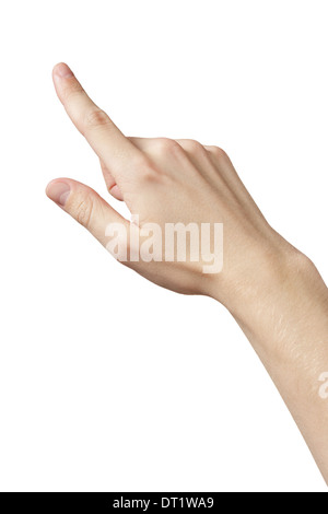 adult man hand clicking or pressing something, touch gesture isolated Stock Photo