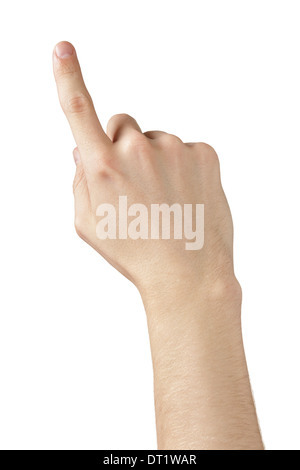 adult man hand clicking or pressing something, touch gesture isolated Stock Photo