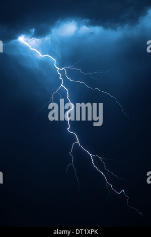 Lightning with dramatic clouds (composite image) Stock Photo