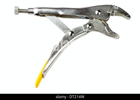 curved jaw locking pliers isolated on white background Stock Photo
