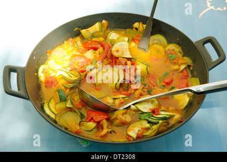 Zucchini curry shrimp Stock Photo