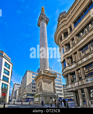 The Monument to the Great Fire of London, more commonly known simply as the Monument Stock Photo