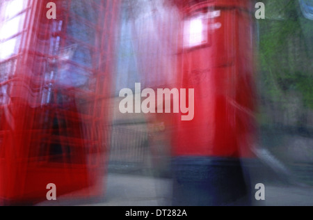 Abstract Image of British Red Telephone Box and Post Box, Chester, Cheshire, England, UK Stock Photo