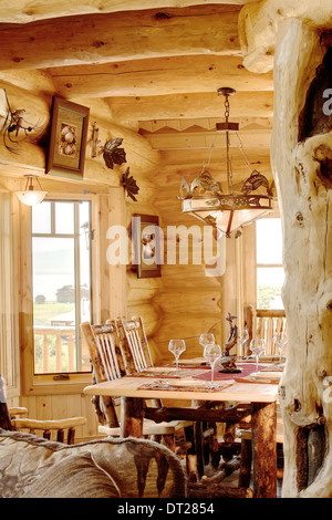 The Great Room In A Modern Log Cabin With Rustic Decor And Stock